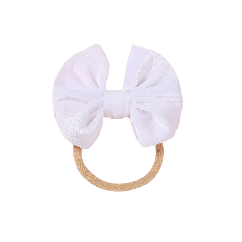 MINI WHITE VELVET BOW