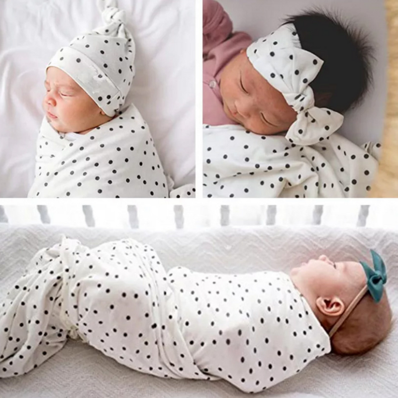 POLKA DOT NEWBORN SWADDLE/WRAP SET