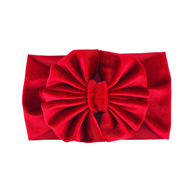 LARGE RED VELVET FAN BOW