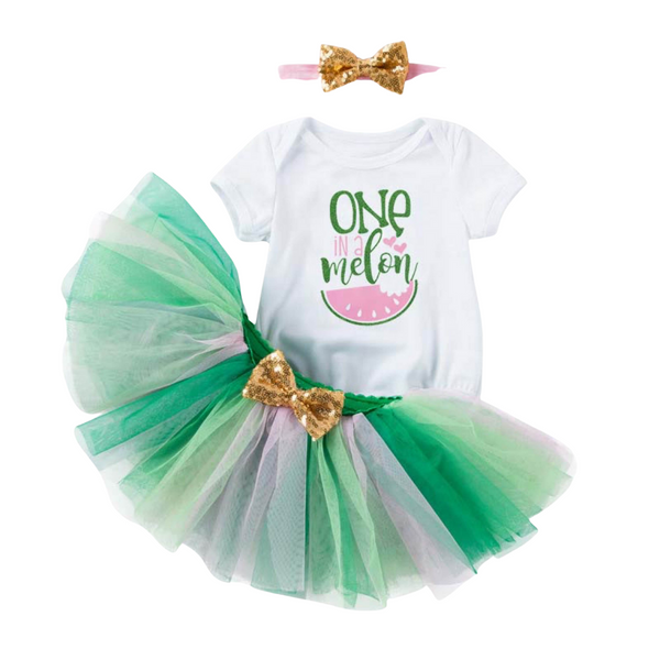 PINK AND GREEN 1ST BIRTHDAY TUTU SET