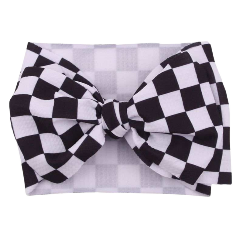 LARGE CHECKERED FLAG RACE CAR BOW