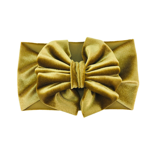 LARGE GOLD VELVET FAN BOW