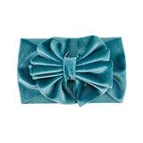 LARGE MINT VELVET FAN BOW