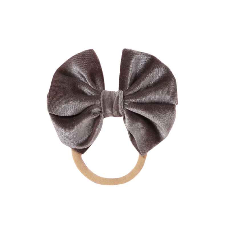 MINI SILVER VELVET BOW