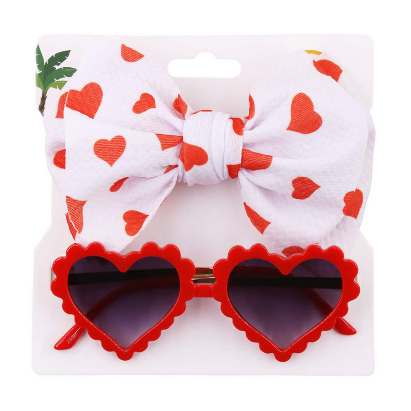 TODDLER SUNGLASSES AND BOW - RED