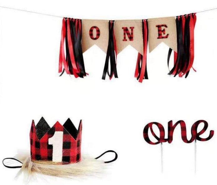 Red and Black Plaid 1st Birthday Pack - Glambambaby