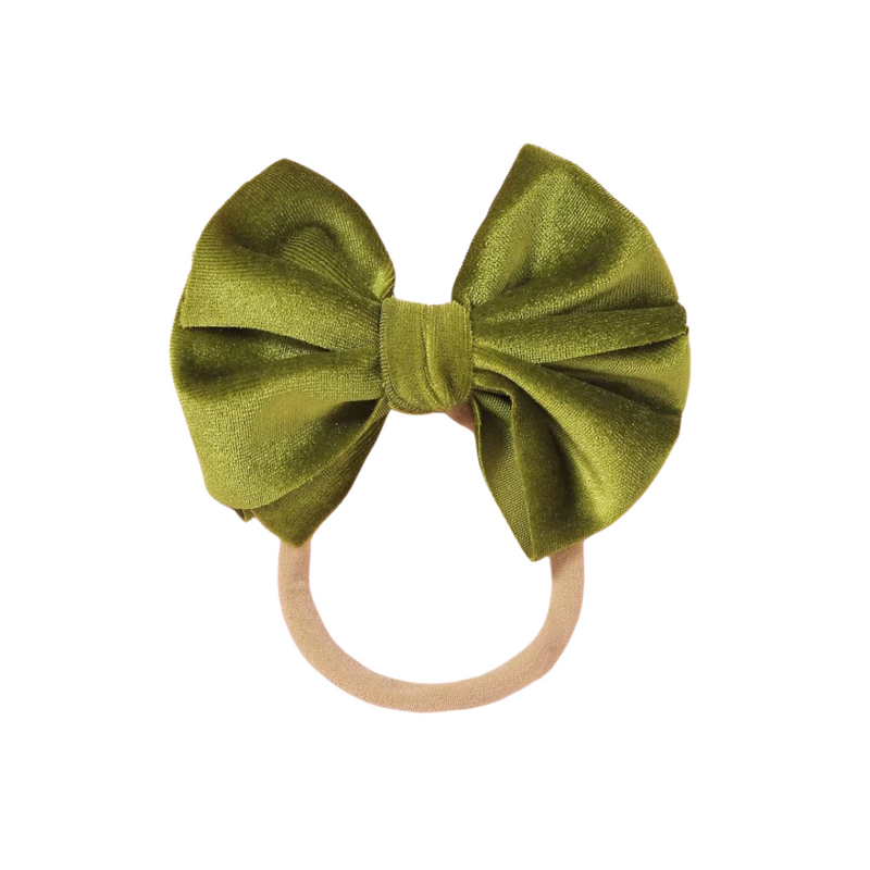 MINI GREEN VELVET BOW